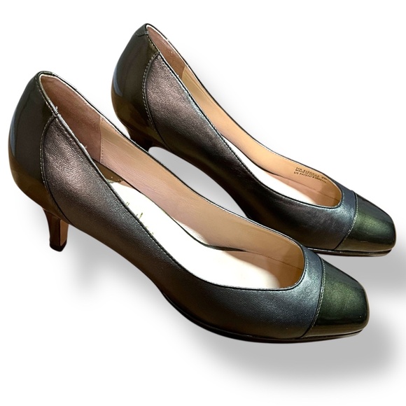 COLE HAAN x NIKE AIR Genuine Leather Olive Green Low Heeled Pumps Sz 9B - Picture 6 of 12